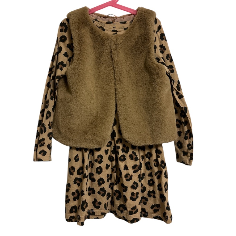 H&M Tan and Black Leopard Print Dress and Vest.